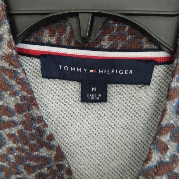 Tommy Hilfiger Animal Print Military Style Open Front Jacket Blazer M - Picture 8 of 11